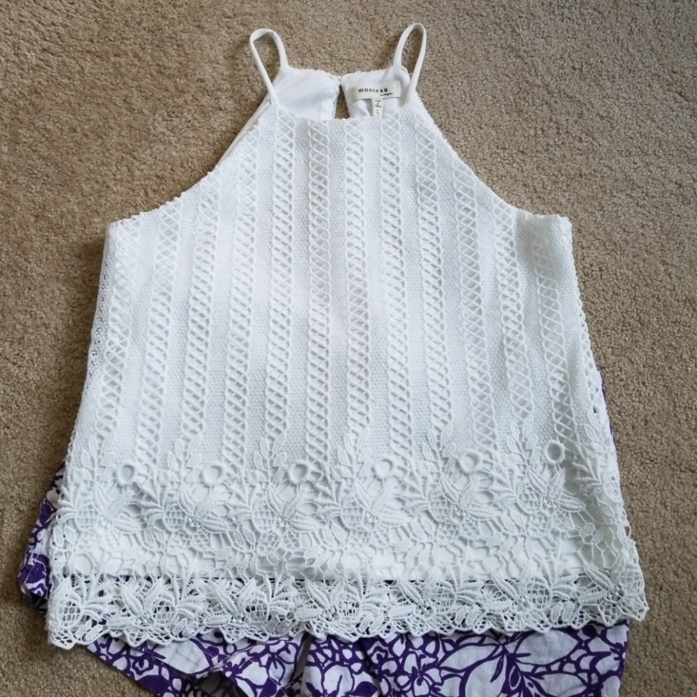 White Lace Racerback Top